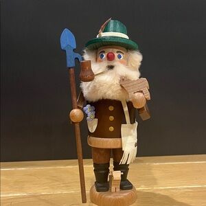 STRACO Wooden Nutcracker/Burner with Green Hat and Blue Staff